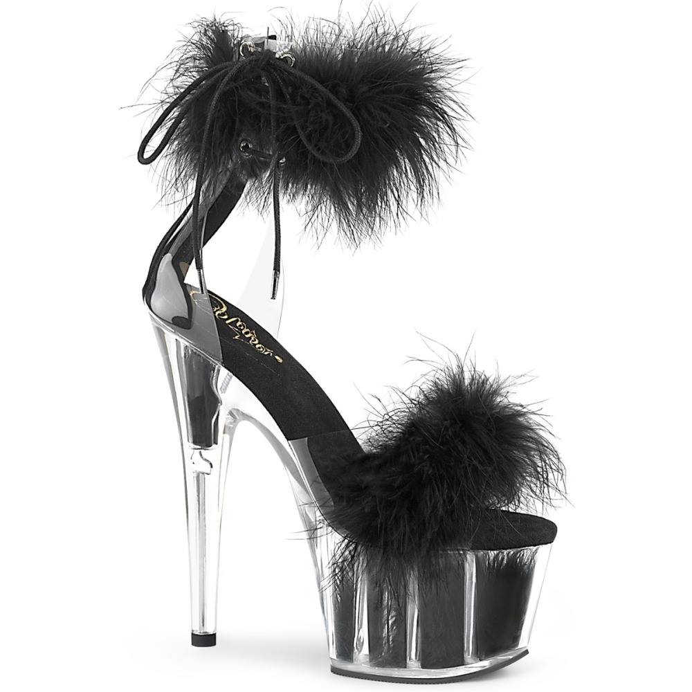 Pleaser - ADORE724F Sandale à bride à la cheville, Pole dance chaussures - Chaussures de pole dance - Noir/Transparent Product image